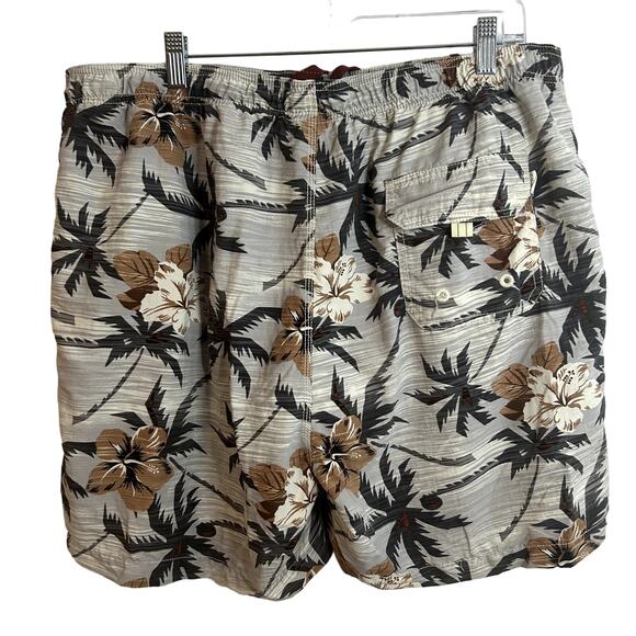 Tommy Bahama Swim Trunks Mens Size XL Gray Floral Resort Hawaii Preppy Gorpcore - Picture 2 of 4